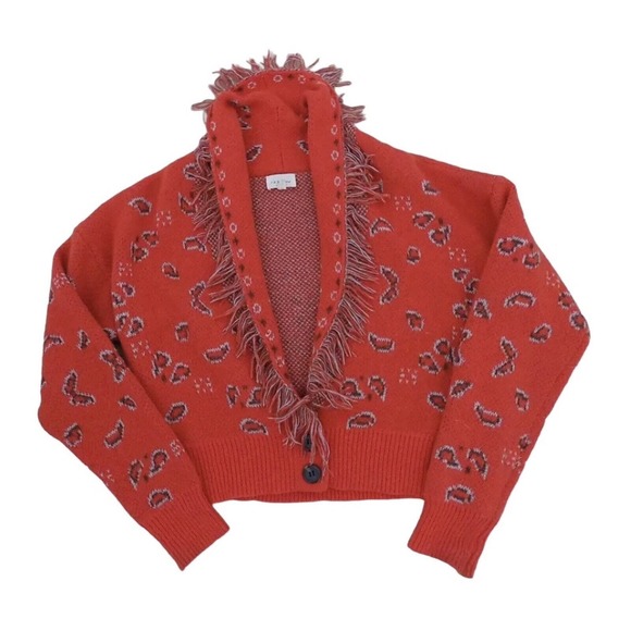 143 Story by Line Up sweater orange fringed cropped womens size Medium - Picture 14 of 14